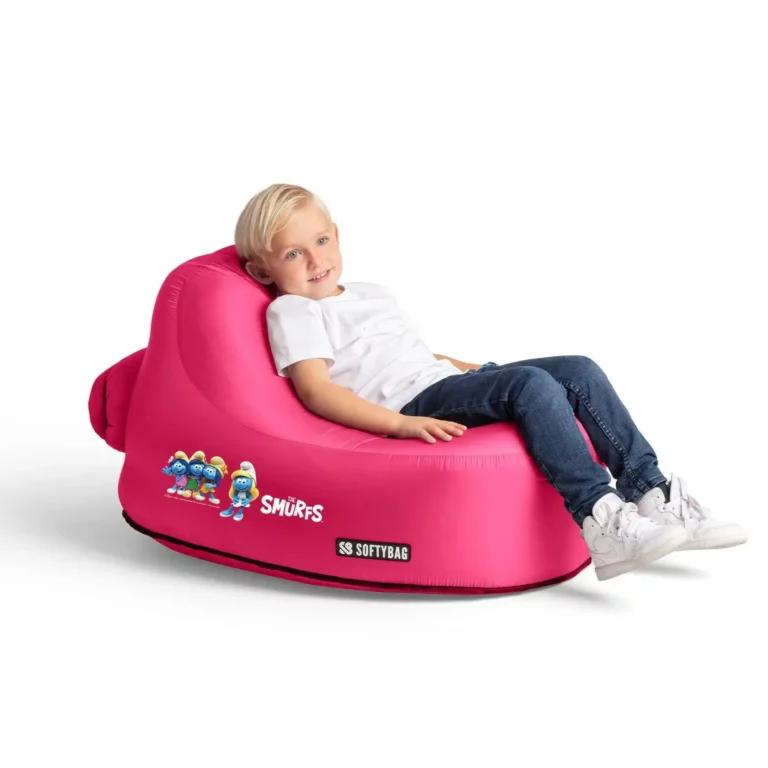 Fauteuil gonflable Schtroumpfette Softybag rose