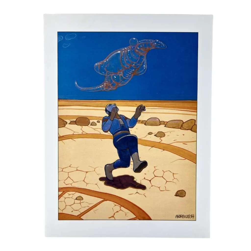 Moebius : Affiche offset : L’homme et l’animal dans le ciel
