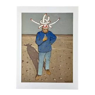 Moebius : Affiche offset : Personnage à la craie avec chapeau