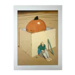 Moebius Affiche offset Tête orange et personnage assis