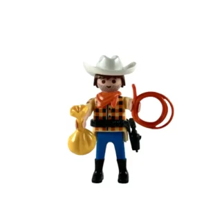 Playmobil : Set : Far-west : Bandit avec son chapeau son foulard son ceinturon son pistolet son lasso et son magot