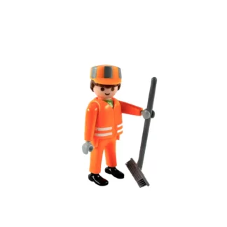 Playmobil : Set : Ouvrier avec sa casquette et sa brosse de rue