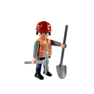 Playmobil : Set : Ouvrier avec son casque sa pelle et sa pioche