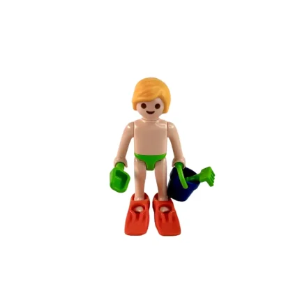Playmobil : Set : Petit garçon en maillot de bain avec ses jouets de plage