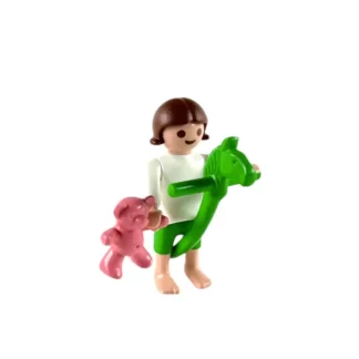 Playmobil : Set : Petite fille, son ourson et sa tête de cheval à chevaucher