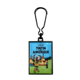 Tintin : Couverture Album Tintin en Amérique : Porte-clés en métal