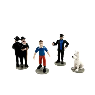 Tintin: Assortiment des 4 Figurines Plastique : Tintin Milou Le capitaine Haddock et les Duponts