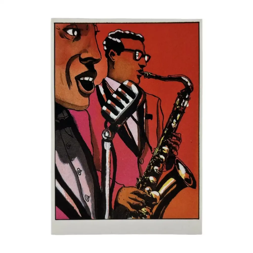 Barney et la note bleue : Loustal et Paringaux : Carte Postale Chanteur et saxophoniste