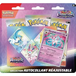 Pokémon-Ecarlate-et-Violet-8.5-Evolutions-Prismatiques-Tri-Pack-Autocollant-FR-mauve