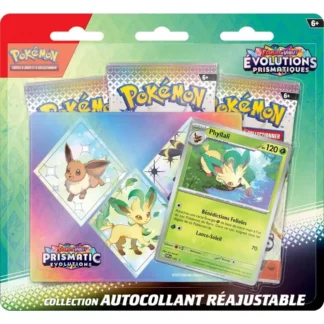 Pokémon-Ecarlate-et-Violet-8.5-Evolutions-Prismatiques-Tri-Pack-Autocollant-FR-vert