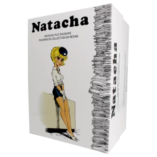 Natacha-Pile-d-albums-par-Walthéry-Collectoys-boite