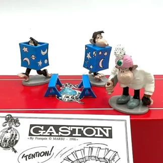 Figurine métal Pixi Gaston Lagaffe tour de magie 3 chimpanzés