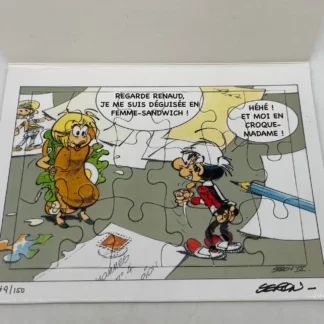 Puzzle offset Les Petits Hommes Renaud et Cédille signé Seron