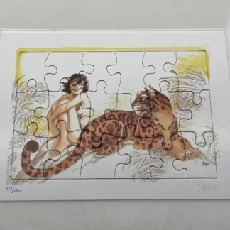 Puzzle Zoo Manon et le Léopard offset signé par Frank Pé