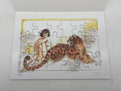 Puzzle Zoo Manon et le Léopard offset signé par Frank Pé