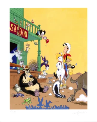 Digigraphie Lucky Luke signée Achdé Rantanplan