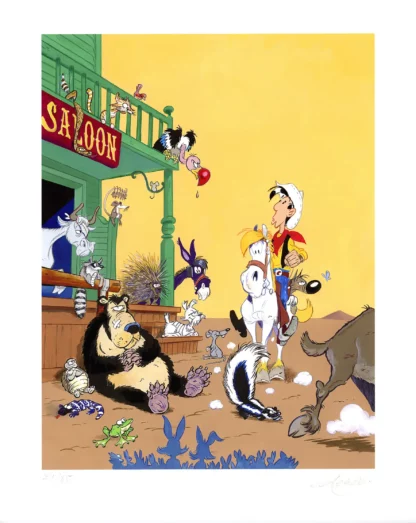 Digigraphie Lucky Luke signée Achdé Rantanplan