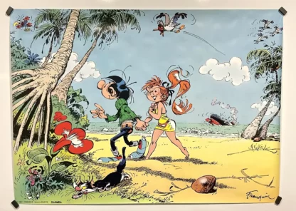 Affiche Gaston Lagaffe Jeanne plage Franquin