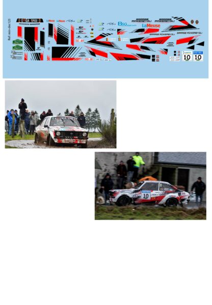Décalcomanie pour miniature 1/43 FORD ESCORT MKII - Legend Boucles @ Bastogne 2020 - CHEVRAIN - HUMBLET