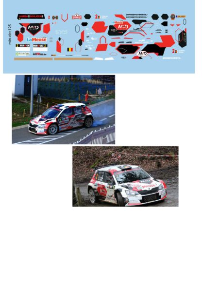 Décalcomanie pour miniature 1/43 SKODA FABIA R5 - Spa Rallye 2019 - CHEVRAIN - SIBILLE