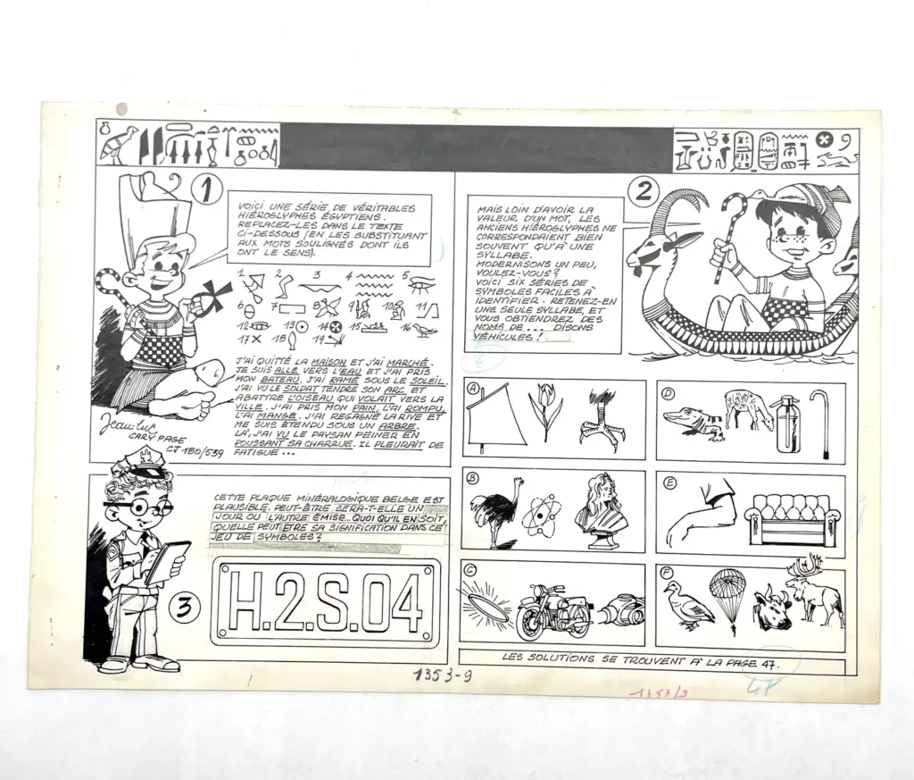 planche originale Spirou Hiéroglyphes