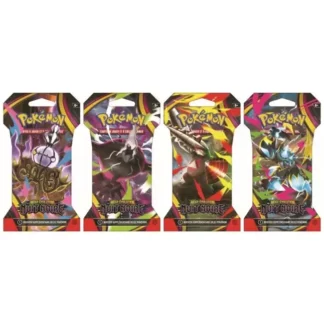 4 boosters Pokémon ME05 Nuit Noire assortis sous blisters