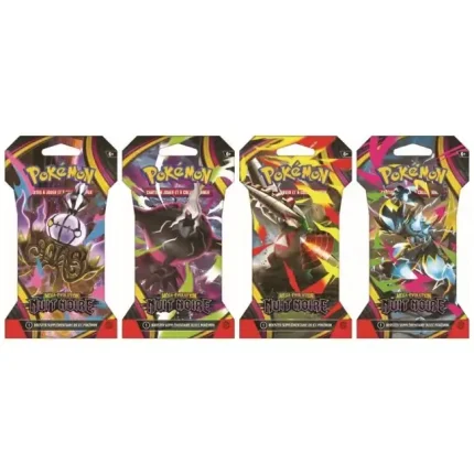 4 boosters Pokémon ME05 Nuit Noire assortis sous blisters