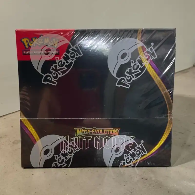 Découvrez le Display Pokémon ME05 – Nuit Noire contenant 36 boosters officiels scellés. Une boîte idéale pour les collectionneurs et les joueurs souhaitant ouvrir une extension complète du JCC Pokémon.