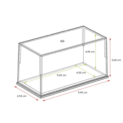 boîte vitrine 1/64 en plexi avec socle noir - dimensions