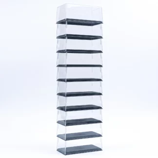10 Boîtes Vitrine Plexi 1/64 avec Socle Noir pour Miniature