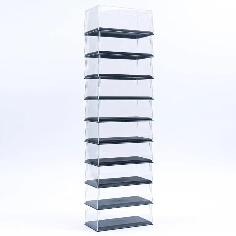 10 Boîtes Vitrine Plexi 1/64 avec socles noir