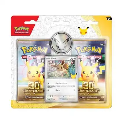 Pack Pokémon 30ème Anniversaire Évoli avec 2 boosters