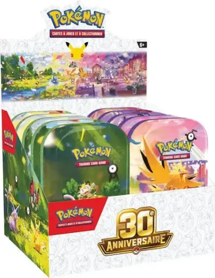Display de 10 Mini-Tin Pokémon 30ᵉ Anniversaire ME05.5 français avec 20 boosters