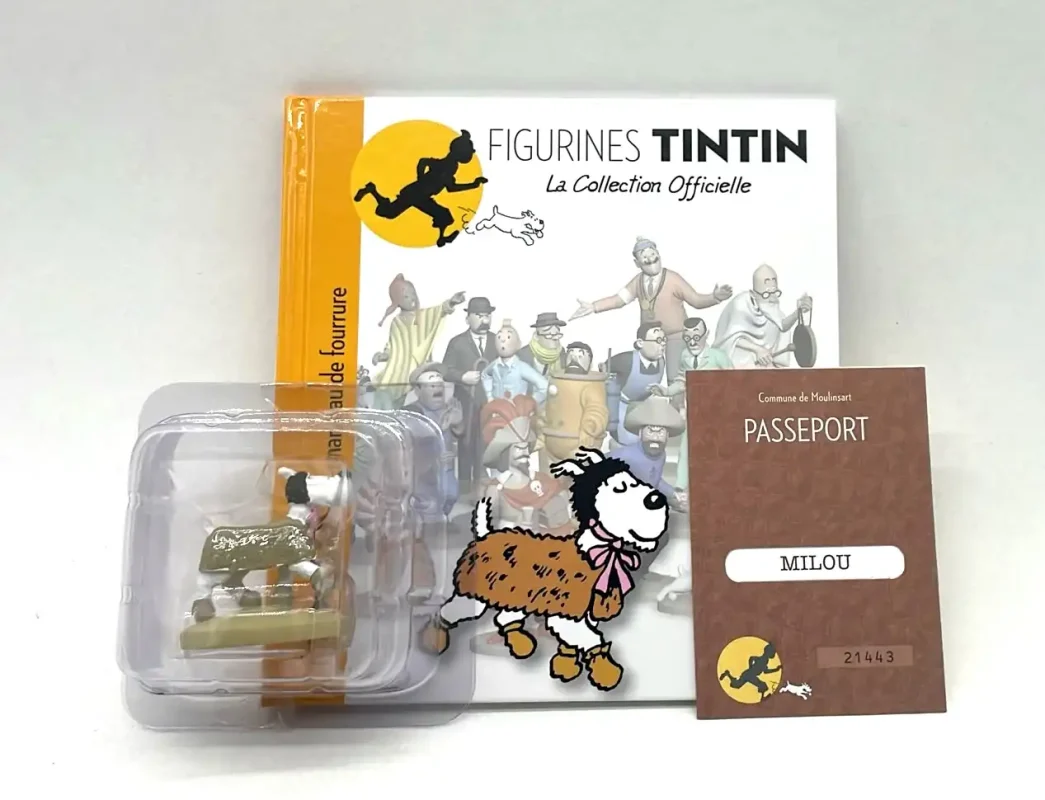 Milou en manteau de fourrure figurine résine n°61 Collection Officielle Tintin