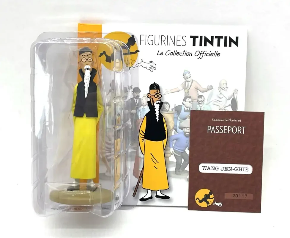 Figurine Tintin Wang Jen-Ghié se présente n°50 en résine Le Lotus bleu